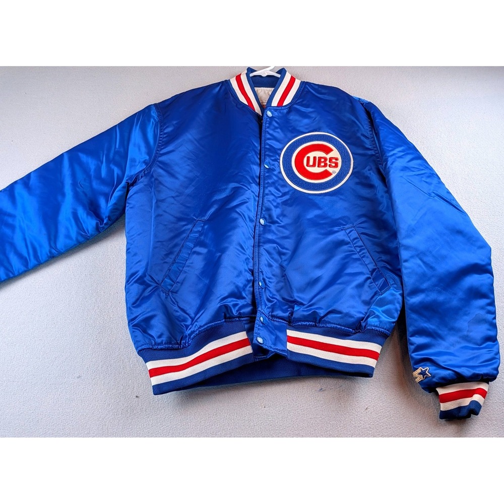 Starter Chicago Cubs Diamond Collection Blue Satin Jacket Mens Large Vintage MLB